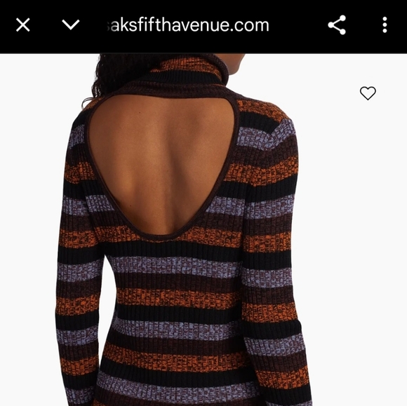 Ganni Striped Merino Wool Turtleneck Sweater, Open Back, S, NWT - Picture 2 of 8